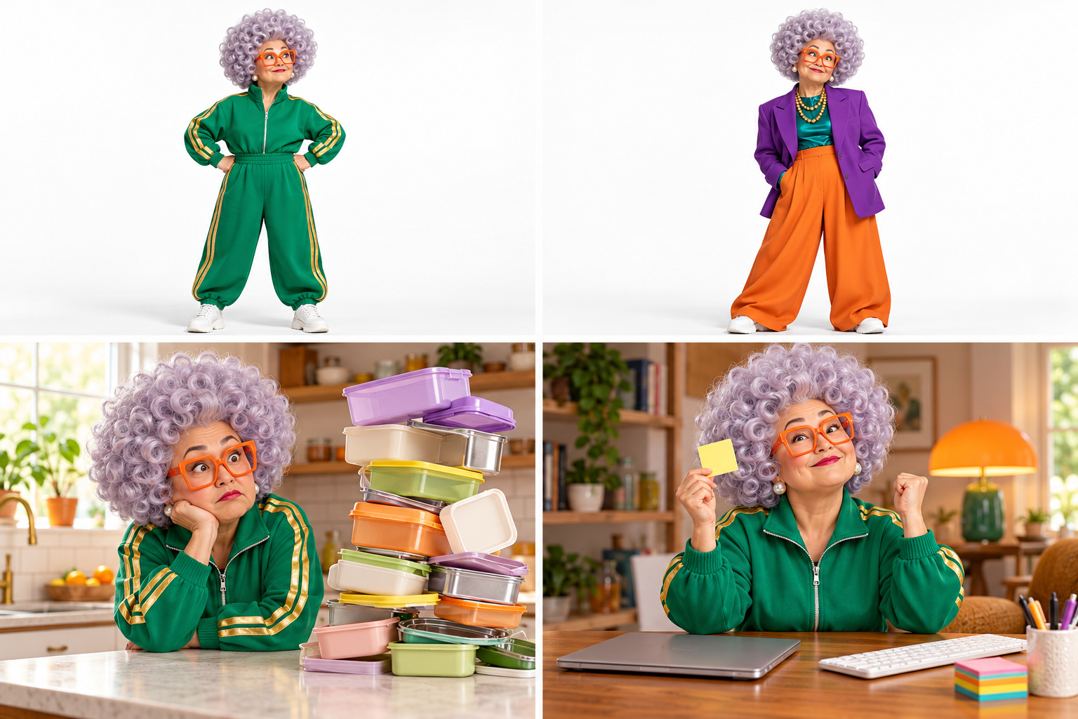 Nora, fictional comedy character illustrations from the kit
