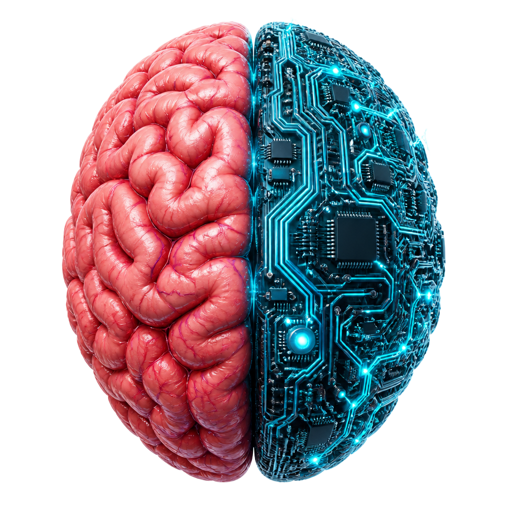 Half human, half cyborg brain