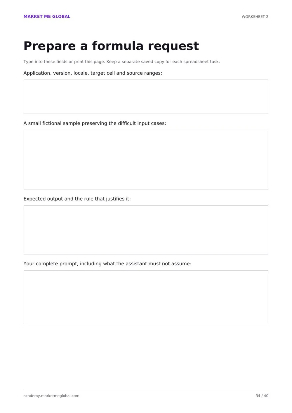 Preview of a fillable worksheet page from the AI Spreadsheet Rescue Kit