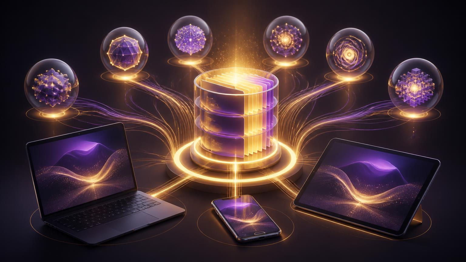 A central prompt library syncing across laptop, tablet and phone and feeding several different AI models